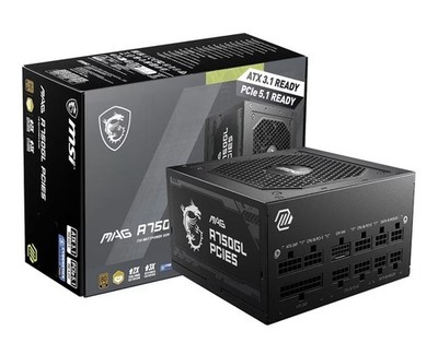 MSI MAG A750GL PCIE5 Fully Modular Compact Gaming 750W Power Supply 80+ Gold PSU