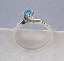 Sz 7.25, Blue Topaz Sterling Silver Cocktail Ring, November Birthstone, Signed