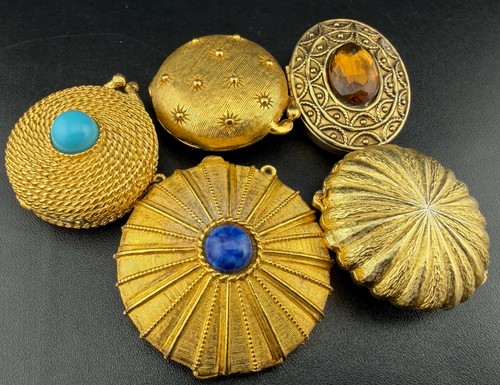 Vintage Estee Lauder Avon Houbigant Solid Perfume Case Compact Gold Tone