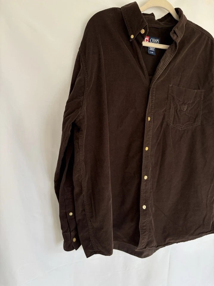 Chaqueta Camisa de Pana Chaps Para Hombre De Colección Talla Grande Marrón Forrada Con Botones Foto 2 de 4