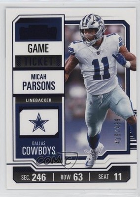 2023 Panini Contenders Blue Game Ticket 415/499 Micah Parsons #29 1gf0