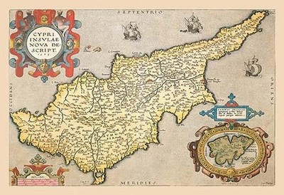 Map of the Island of Cyprus Abraham Ortelius Poster Print