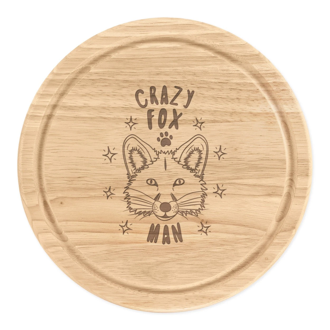 Crazy Fox Man Stars Round Chopping Cheese Board Funny Animal