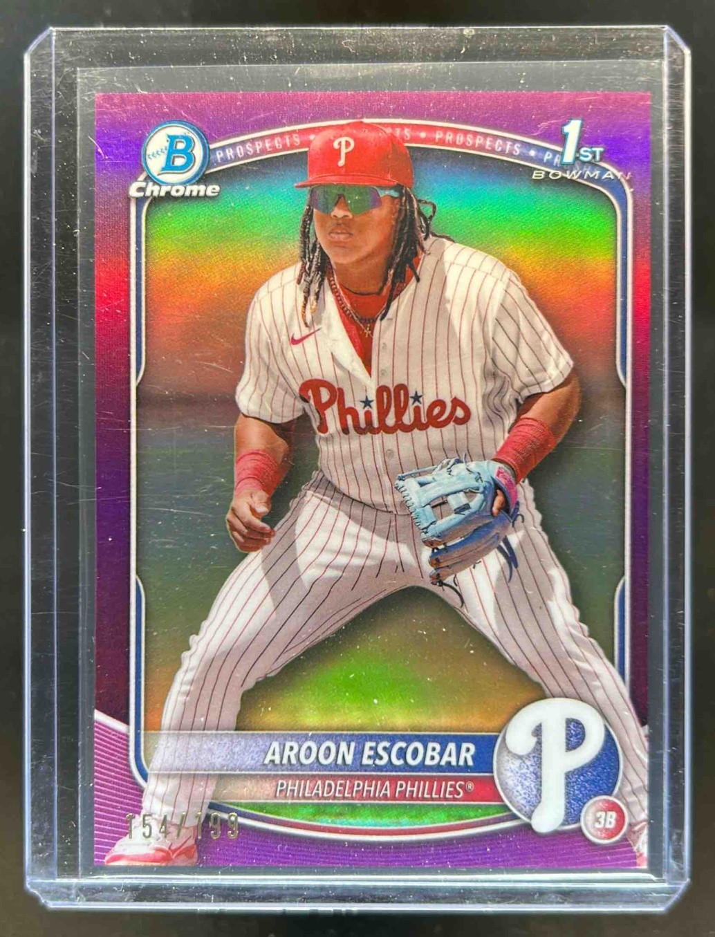 2025 Bowman Aroon Escobar Chrome Fuchsia Refractor 1st #154/199