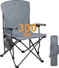 Timber Ridge Folding Camping Chair, Grey, Supports 300 LBS