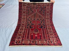 2'9 x 3'6 ft Antique Turkmen Hand Knotted Prayer Rug Vintage Tribal Wool Mat Rug