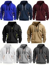 Men's Hooded Hoodie Zipper Multi-Pocket Pullover Jacket Sports Casual Sweatshirt