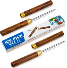Ice Pick 2Pcs. Ice Picks for Breaking Ice. 9 Inches Length. Secure Wooden Caps a