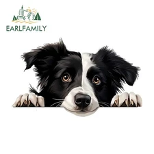 EARLFAMILY Chibi Dog Peeker Car Sticker Caravan Windows Creative Vinyl Decals