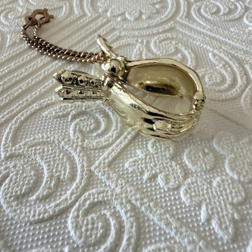 Vintage Gold Tone Figural Hand Glove Clip Keychain