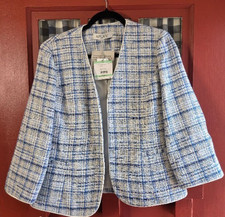 Kasper Women's Blue Multicolor Open Front Long Sleeve Blazer Jacket Size 8P NWT
