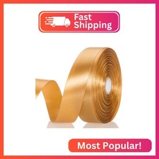 YASEO 1 Copper Solid Satin Ribbon, 50 Yards Craft Fabric Ribbon for Gift Wrappin