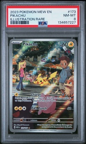 2023 POKEMON MEW EN-151 ILLUSTRATION RARE #173 PIKACHU PSA 8