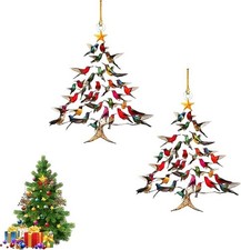 Colorful Hummingbird Christmas Tree Ornament 2025 Holiday Home Decor 2pcs