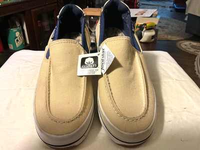 men's anchor bay footstar 100% cotton upper slip on flats size 6.5 well made new