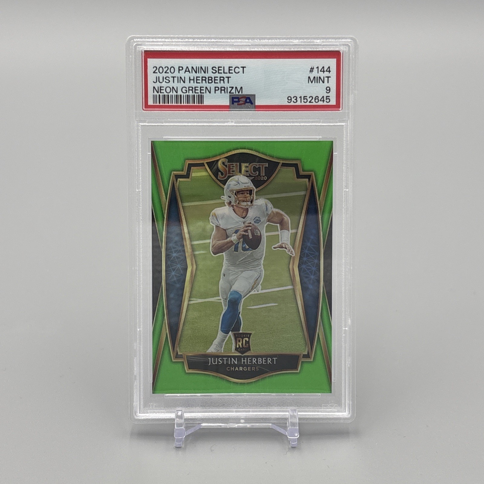 2020 Panini Select Justin Herbert Neon Green PSA 9 /49 #144