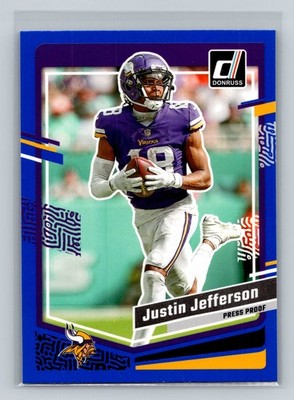 2023 Donruss #196 Justin Jefferson Press Proof Blue Minnesota Vikings