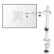White Tall Single Monitor Arm Desk Mount Stand 15.75 Inch Pole Fits 1332 Inch