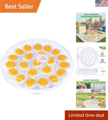 Portable 22-Slot Deviled Egg Holder with Smart Reversible Lid - Ideal for Events