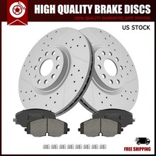 Front Drilled Brake Rotors+Ceramic Pads W/Clips for 2018-2022 Volkswagen Atlas