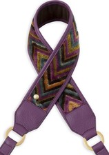 The  Purple Velvet Chevron  Camera Strap: Vegan Leather Accents, Comfort Padding