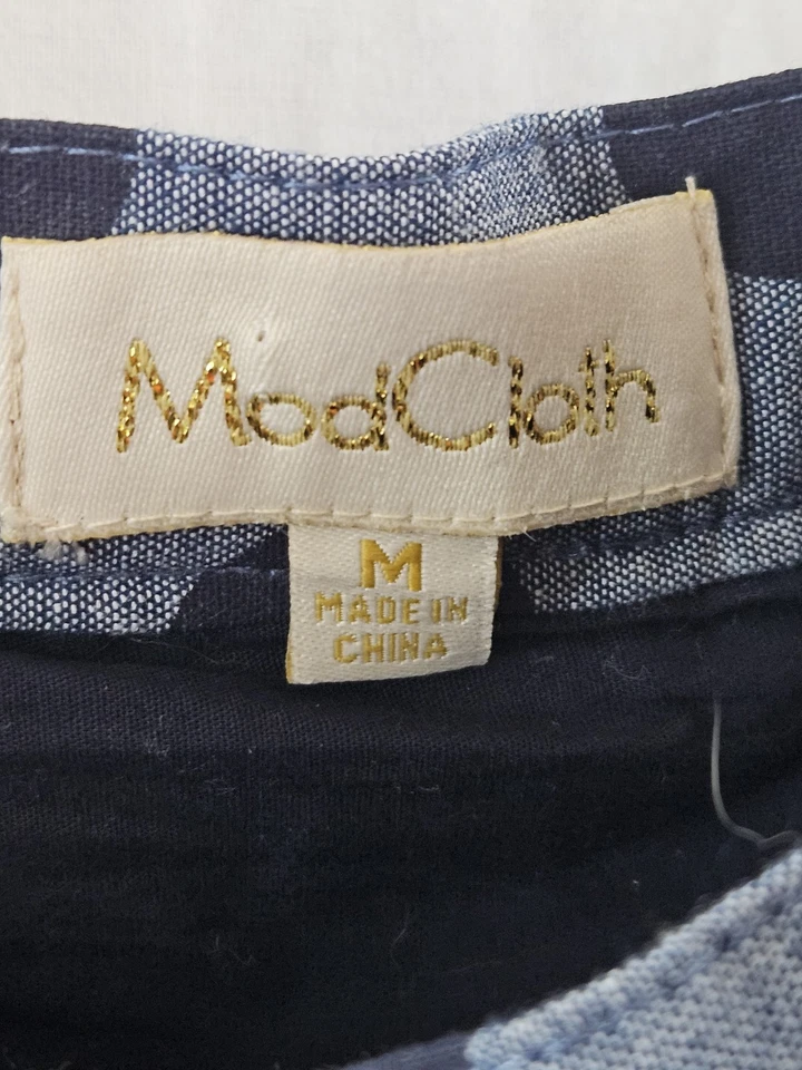 Falda ModCloth Para Mujer Talla Mediana Azul Polkadot Línea A Columpio Acampanada M Retro Foto 3 de 4