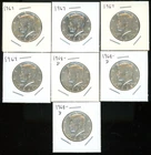 (7) Coins - 40% Silver Kennedy Half Dollars *Total 1.035 Troy Oz. Silver!*
