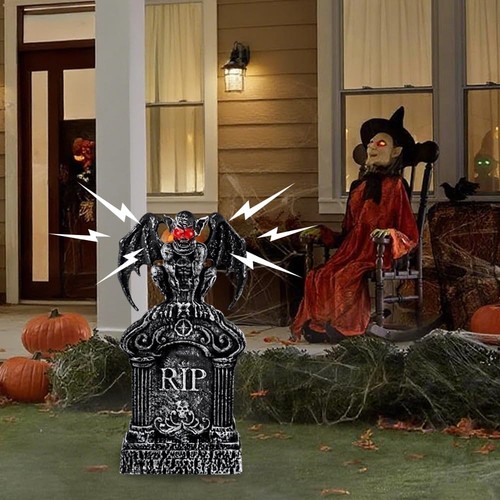 Animated Halloween Tombstone Decoration,Lighted Gravestone Creepy Voice Spook... - Picture 7 of 8