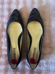 Anna Luz Anthropologie Black Pointed Toe Leather Ballet Flats Brazil Size 6