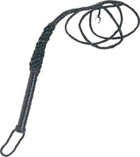 Bull Whip 8' Authentic Black Braided Leather w/ Hang Strap And Tassel End 2873