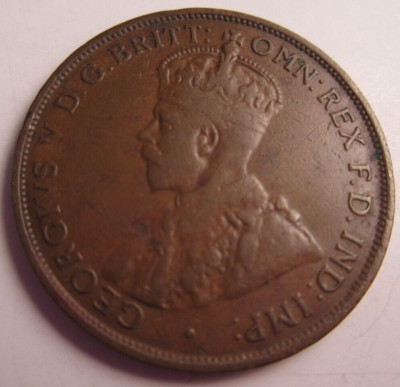 KING GEORGE V 1933 1932 ÜBERDATE COMMONWEALTH OF AUSTRALIA EIN PENNY SEHR GUTER ZUSTAND +