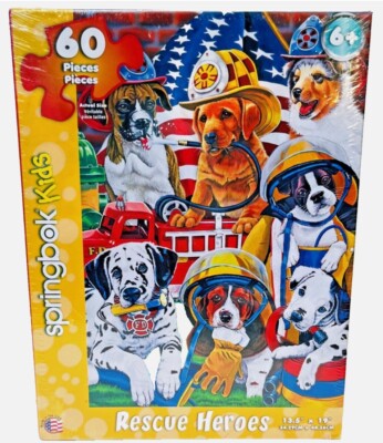 SPRINGBOK RESCUE HEROES 60 Piece Puzzle Dogs Rescue 13.5'' x 19'' NEW Sealed 