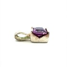 Estate Sterling Silver Square Amethyst Pendant – Single Gemstone Necklace Charm — photo 6