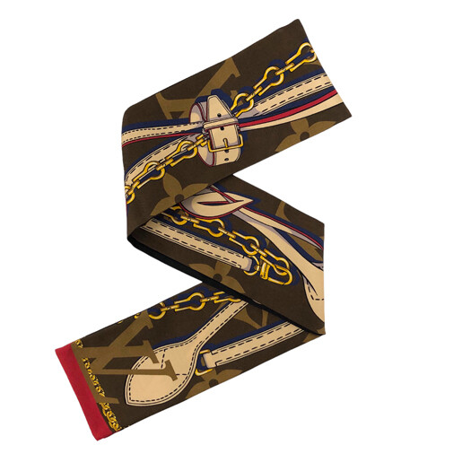 LOUIS VUITTON Scarf Silk Bandeau LV Tribute To Brown M76235  