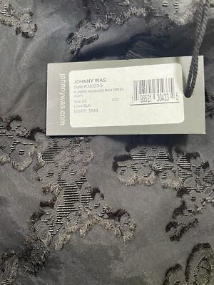 $648 Johnny Was XS Flower Jacquard Maxi Womens Dress Black