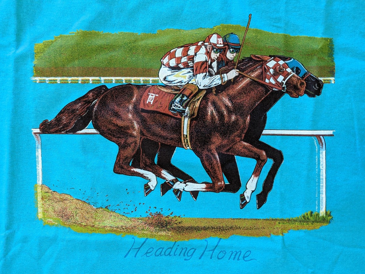New Vintage 80's/90'S Horse Racing T-Shirt Heading Home Jerzees