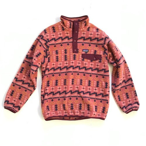 Patagonia Lightweight Synchilla Snap T Pullover Fleece Girls XL 14 Orange Red - Picture 11 of 11