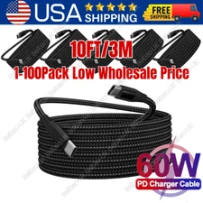 60W USB-C to USB-C Cable Fast Charger Type C PD Cord Lot For iPhone 15 Samsung