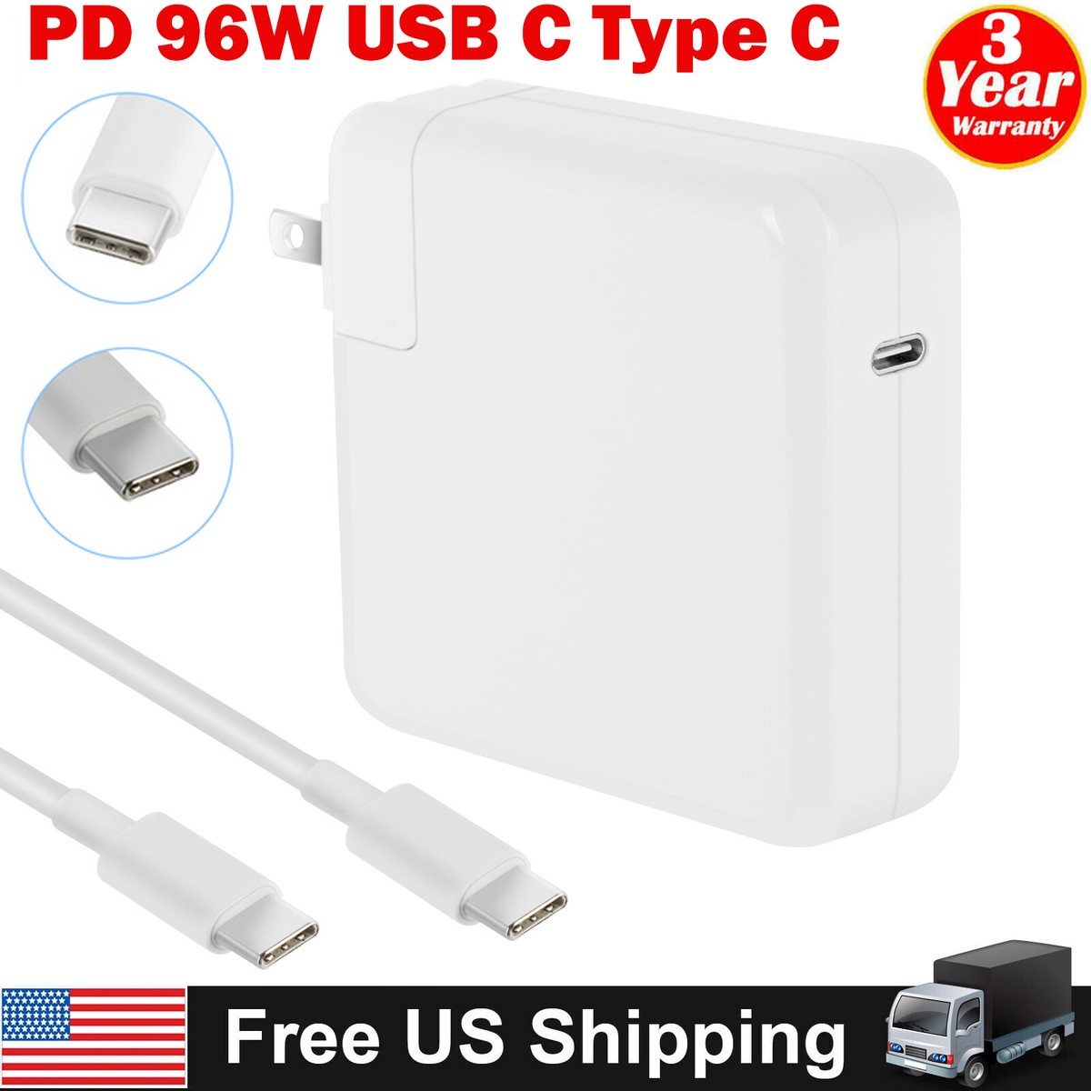 96W USB-C Power Adapter Type C Charger For MacBook Pro 16'' 15