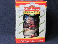 2001 Anheuser-Busch Holiday Christmas  Stein w/ Box "Holiday at the Capitol" 