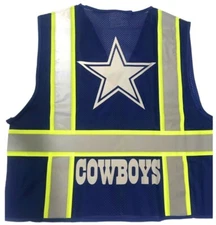 🏈 DALLAS COWBOY 🏈 NAVY BLUE REFLECTIVE SAFETY VEST W/SILVER REFLECTIVE LOGO