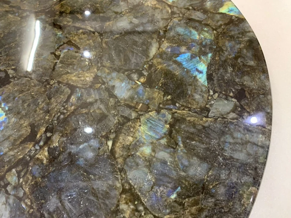 18" Round Labradorite Stone Table - Natural Gemstone Home Decor - Image 2 of 4