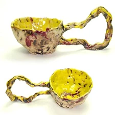 Cup mug handmade pottery stoneware Gourmand unique sign Prof Loeschner-Gornau 07