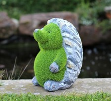 Garden Ornaments Hedgehog Animal Flocked Grass Effect Outdoor Sculpture