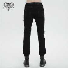 Devil Fashion Black Gothic Punk Drawstring Decoration Trousers Long Fitted Pants
