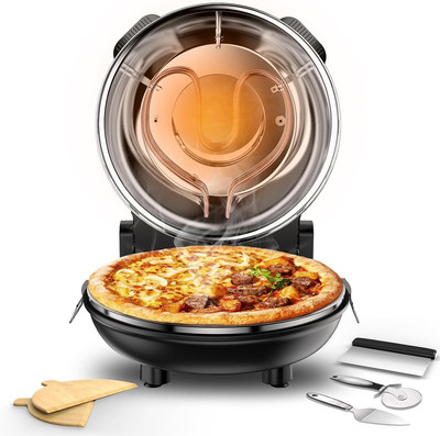 12Inch Electric Pizza Oven 1200W Portable Timer Temperature Control Indooroutdoo