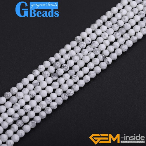 Natürliche weiße Howlite türkis Edelstein facettiert rund lose Perlen Schmuck 15" - Bild 26 von 26