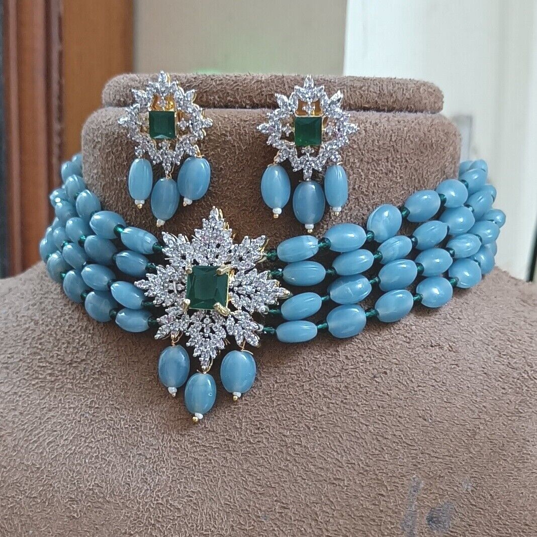 Bollywood Gold Plated Indian Kundan Necklace Bridal Choker Pearl Jewelry  Set New