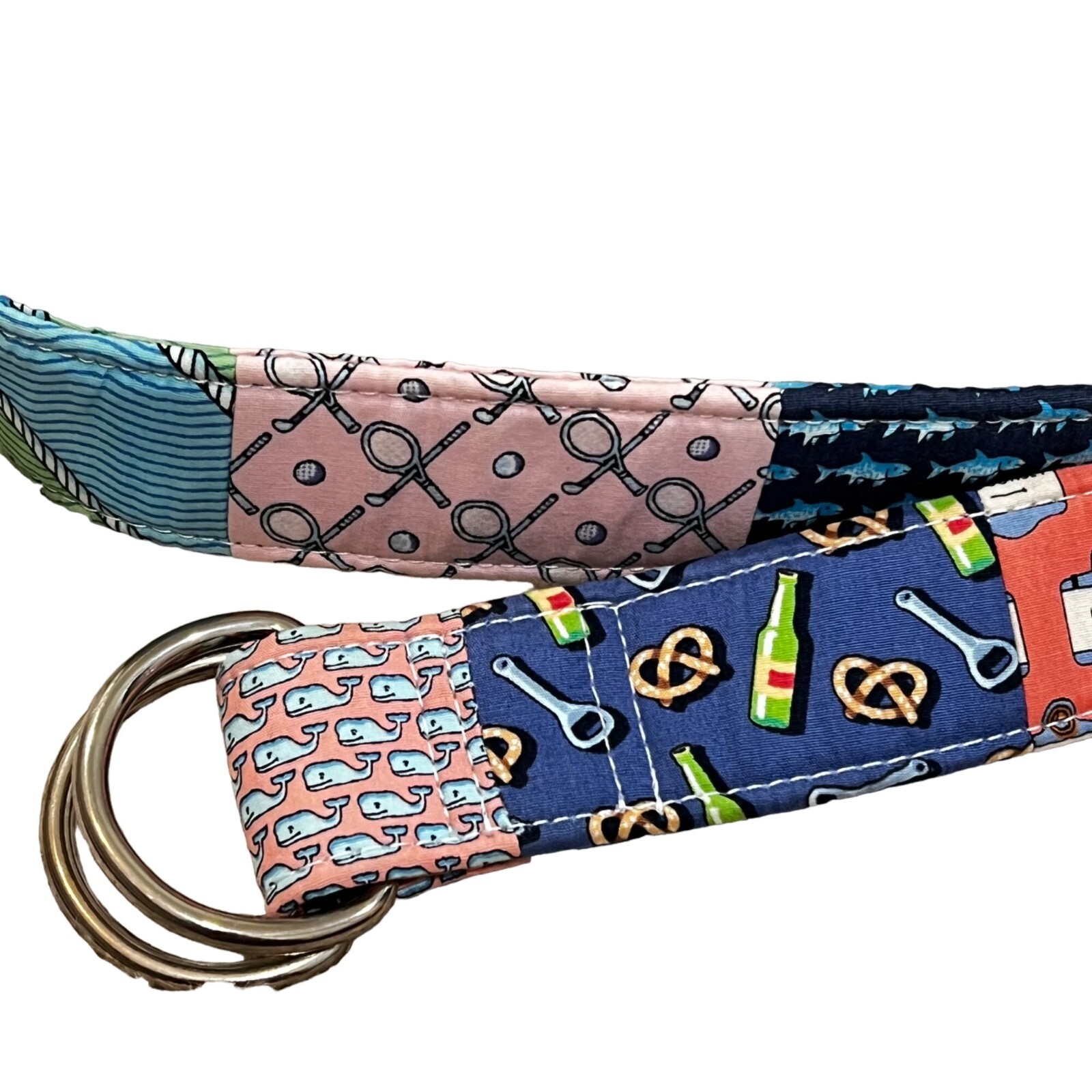 Vineyard Vines Medium Patchwork D-Ring Fabric Bel… - image 2