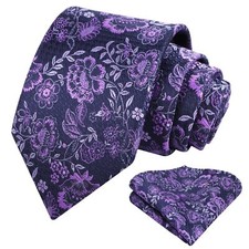 Mens 3.15inches Paeonia Flower Pattern Tie with Floral Printed Pocket Square ...